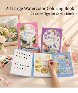 Comprehensive A4 watercolor painting set with 24 colors and a tri-fold book design.