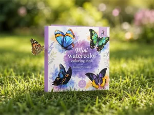 Libro de colorear de acuarela portátil serie mariposa para arte DIY y relajación