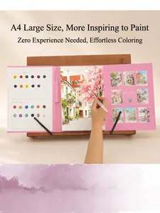 Detailed macro view of an A4 three-fold watercolor set with solid and pearl pigment pans