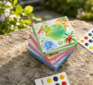 Juego de mini libros para colorear con acuarela portátil y tarjetas de pintura