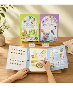 Set de libros de acuarela creativos A4 con pigmentos perlados sólidos y pincel de pintura
