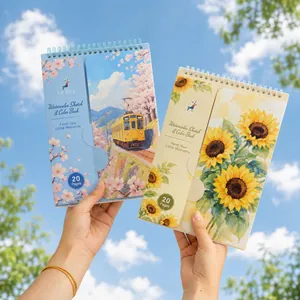 Creative Adult Watercolor Coloring Book With Built-in Solid Paint And Refillable Water Brush Spiral Bound Portable Art Pad