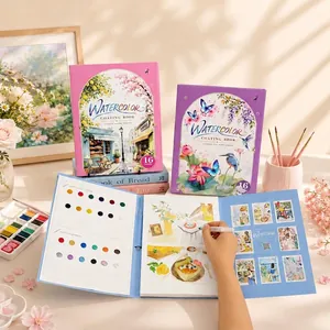 Set creativo de libro de acuarela A4 con 24 pigmentos perlados sólidos y pincel de depósito de agua