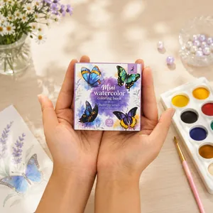 Kit de libro de colorear mini acuarela con temas de mariposas y 30 páginas para DIY.