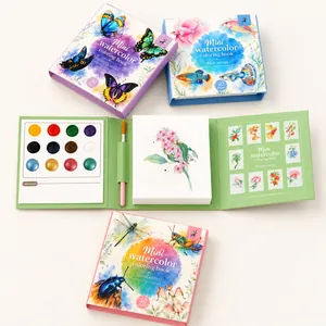 Set de libro de colorear de acuarela portátil con 12 pinturas nacaradas y pincel