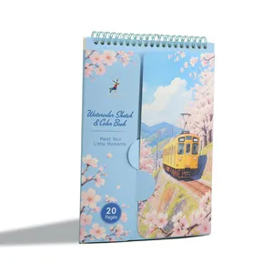 Portable watercolor sketch and color book for adults with 20 pages and spiral binding