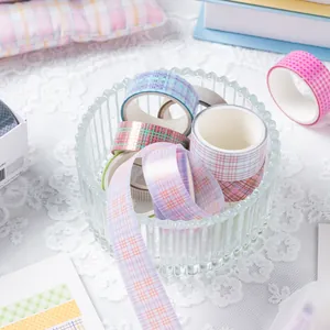 Kreatives PET-Washi-Tape-Set mit Karomuster für Scrapbooking und DIY-Journal-Deko