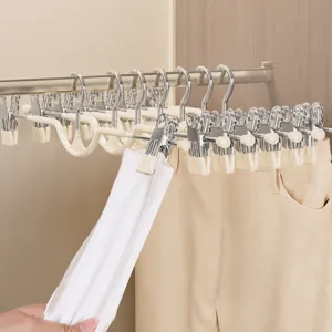Cintre à pantalon multi-pinces avec crochets en acier inoxydable organiseur de jupes