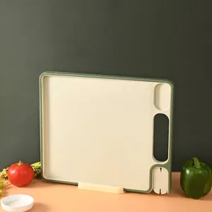 Multifunctional Double Sided Acrylic Cutting Board with Knife Sharpener Grinding Area Non Slip Standing Base Kitchen Board