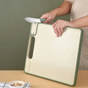 Multifunctional plastic cutting board with built-in knife sharpener and garlic grater