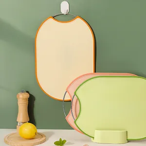 3-piece set of colorful plastic cutting boards for kitchen fruit and baby food use
