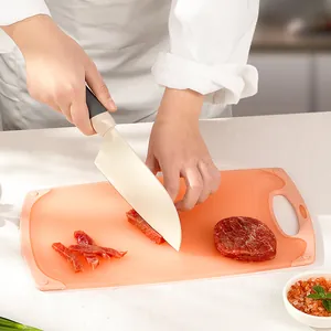 Eco-friendly wheat straw cutting board for kitchen with non-slip handle and juice groove