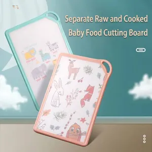 Double-Sided Anti-Mold Acrylic Cutting Board With Cartoon Animal Patterns Household Kitchen Chopping Block Hanging Hole