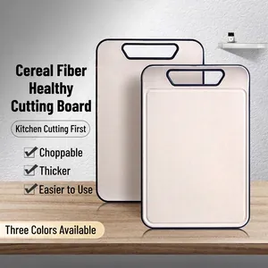 Eco Friendly Wheat Straw Cutting Board For Kitchen Double Sided Plastic Chopping Board Non-Slip With Hanging Hole For Fruit Meat