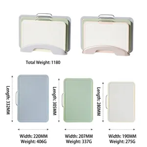 Lot de 3 planches à découper avec support de rangement pour fruits et viande en cuisine