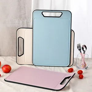 Eco-friendly wheat straw cutting board set with non-slip silicone edges for home kitchen