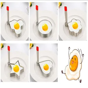 Stainless steel egg frying mold set including heart star and flower shapes for kitchen