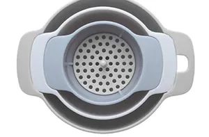 Top-down detail view of a 4-in-1 nested kitchen funnel set for space-saving storage
