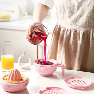 Multifunctional Baby Food Grinder Set Manual Fruit Puree Maker Bowl With Grinding Rod Food Grade PP Material Storage Stacking Design