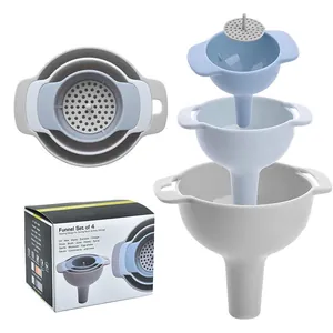 4-in-1 nested kitchen funnel set with filter for liquid oil dispensing