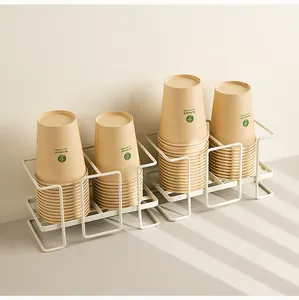 Organizzatore minimalista per bicchieri in ferro bianco per tazze di carta usa e getta