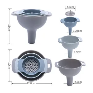 4-in-1 multifunctional funnel set for kitchen liquid oil transfer with precise dimensions
