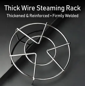 304 Stainless Steel Steaming Rack Round Multi-purpose Cooking Grid High Foot Steamer Insert Household Kitchen Cooling Rack