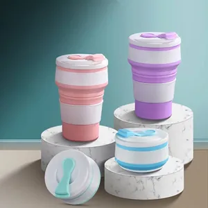Tasse d'Eau Pliable en Silicone Bouteille de Voyage Portable Résistante à la Chaleur Anti-fuite pour Enfants Bébé