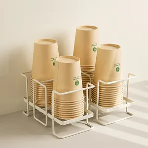 Portabicchieri minimalista in metallo bianco stile giapponese per bicchieri di carta usa e getta