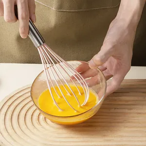 Food-grade silicone whisk with stainless steel handle for baking and mixing eggs