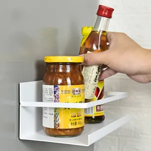 Magnetic white metal refrigerator storage rack for kitchen spices and jars