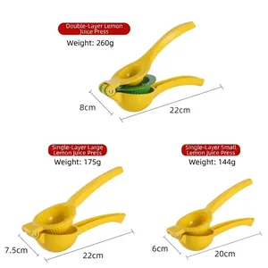 Yellow aluminum alloy manual citrus juicer in dual-layer and single-layer models