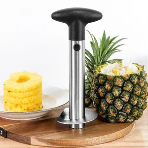 Stainless Steel Pineapple Corer Slicer Tool Manual Fruit Peeler Core Remover With Ergonomic T-Handle Home Kitchen Accessories