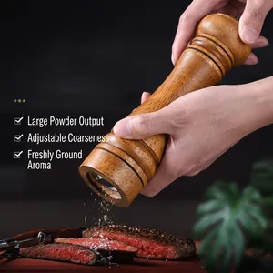 Manual Oak Wood Pepper Grinder Mill Adjustable Ceramic Core Salt Shaker Kitchen Seasoning Tool Vintage Spices Mill