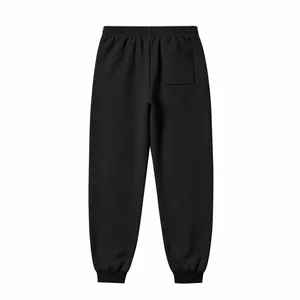 Back view of premium black fleece-lined joggers for men featuring a back pocket