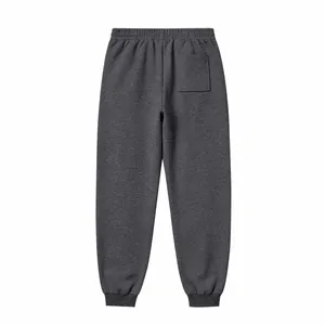 Detailed back view of dark grey fleece joggers featuring a single rear patch pocket.