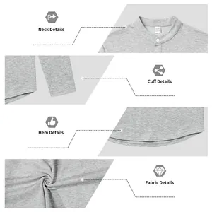 Detalles de la camiseta Henley de algodón: cuello, puños, dobladillo y textura