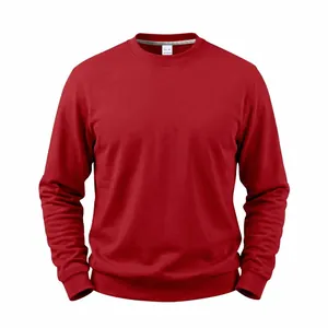 Classic red crewneck sweatshirt for men with a relaxed fit and soft texture