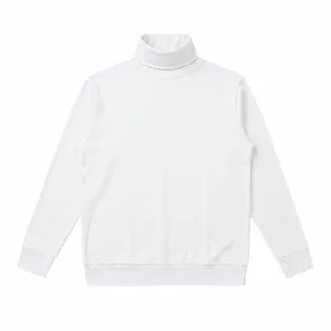 White men's turtleneck long sleeve thermal t-shirt shown in a clean front flat lay view.