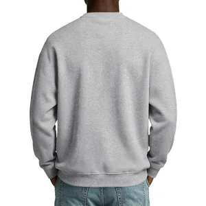 Back view of a classic men's grey fleece crewneck sweatshirt showing the relaxed fit