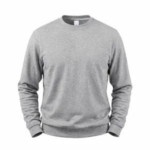 Classic grey crewneck sweatshirt for men with a soft fleece lining and loose fit