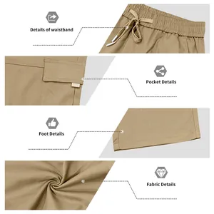 Detailed close-ups of men's cargo pants showing waistband, pockets and fabric texture