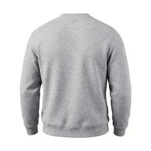 Back view of a classic grey men's crewneck sweatshirt in a soft fleece fabric