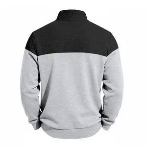 Back view of a premium men's heavy color-block sweatshirt featuring a quilted top texture.