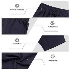 Detail views of men's diamond jacquard shorts showing waistband and pocket texture