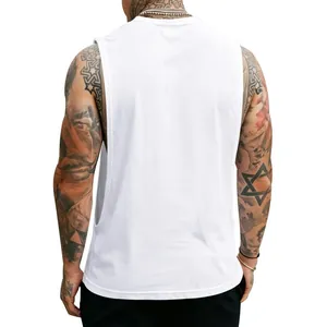 Detailed back view of men's white heavy-duty breathable quick-dry sports fitness vest