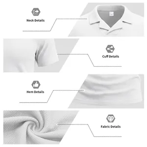 Primer plano del tejido de gofre blanco y detalles del cuello en V para polo hombre