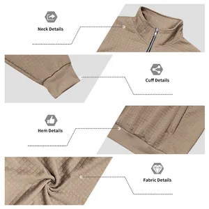 Vista detallada del cuello, puño, dobladillo y textura jacquard de la sudadera