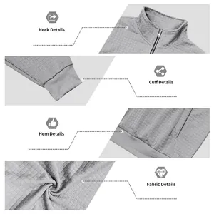 Detalle de la sudadera de jacquard a cuadros para hombre con media cremallera