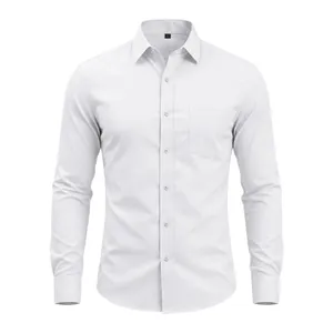 Klassisches weißes Langarm-Herrenhemd im Business-Casual-Stil für Herren